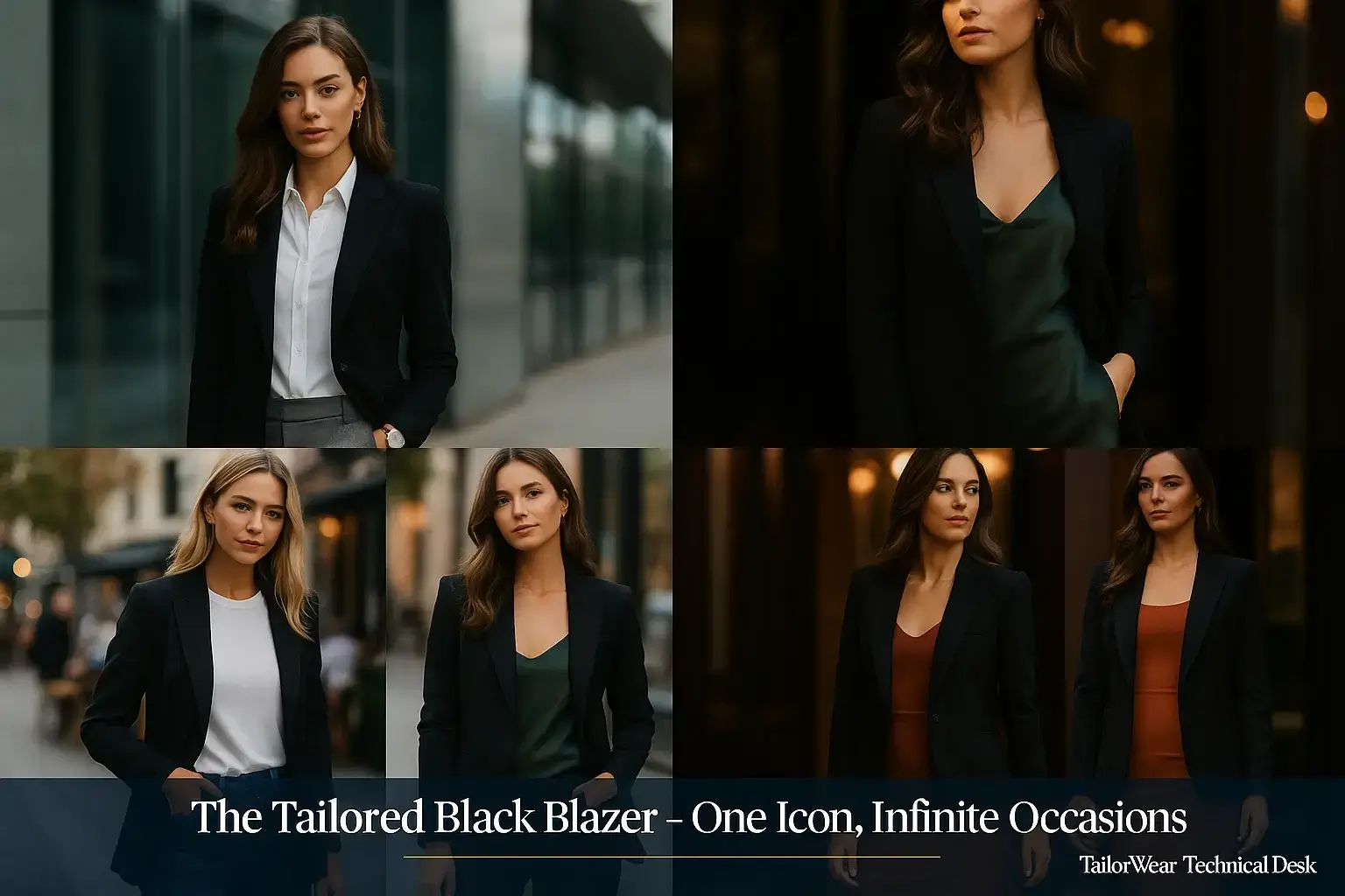 Fitted black blazer for women showcasing high stitch density and natural button details common in bespoke tailoring.