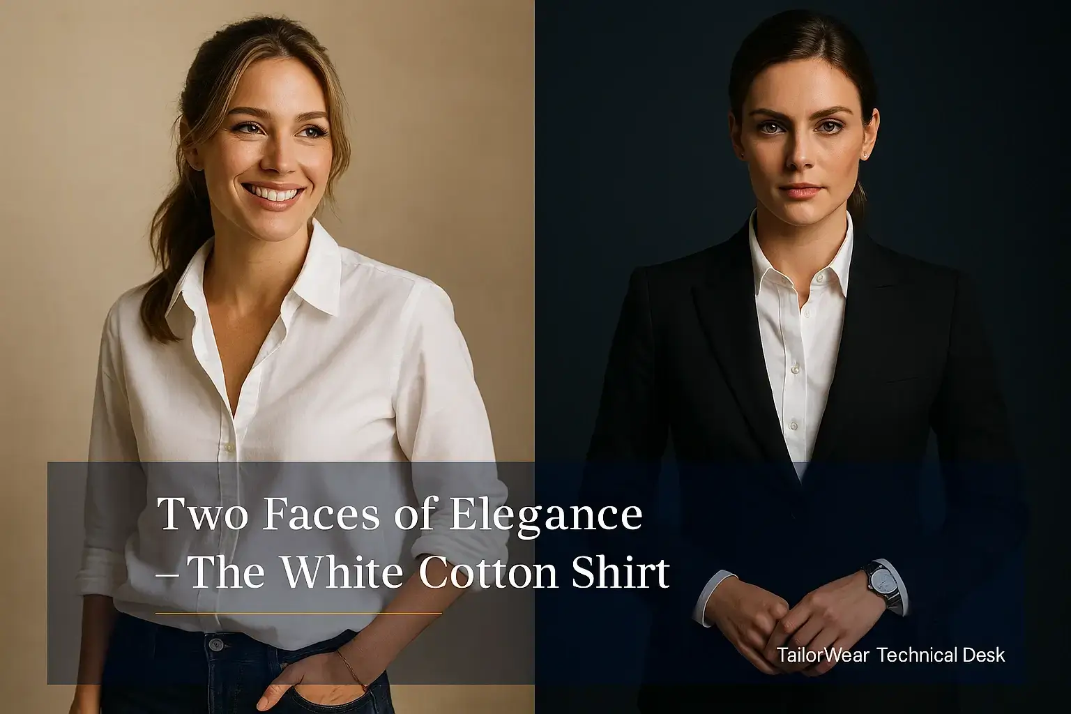 Classic white cotton shirt for women, emphasizing the bespoke tailoring and fabric quality standards found at TailorWear.