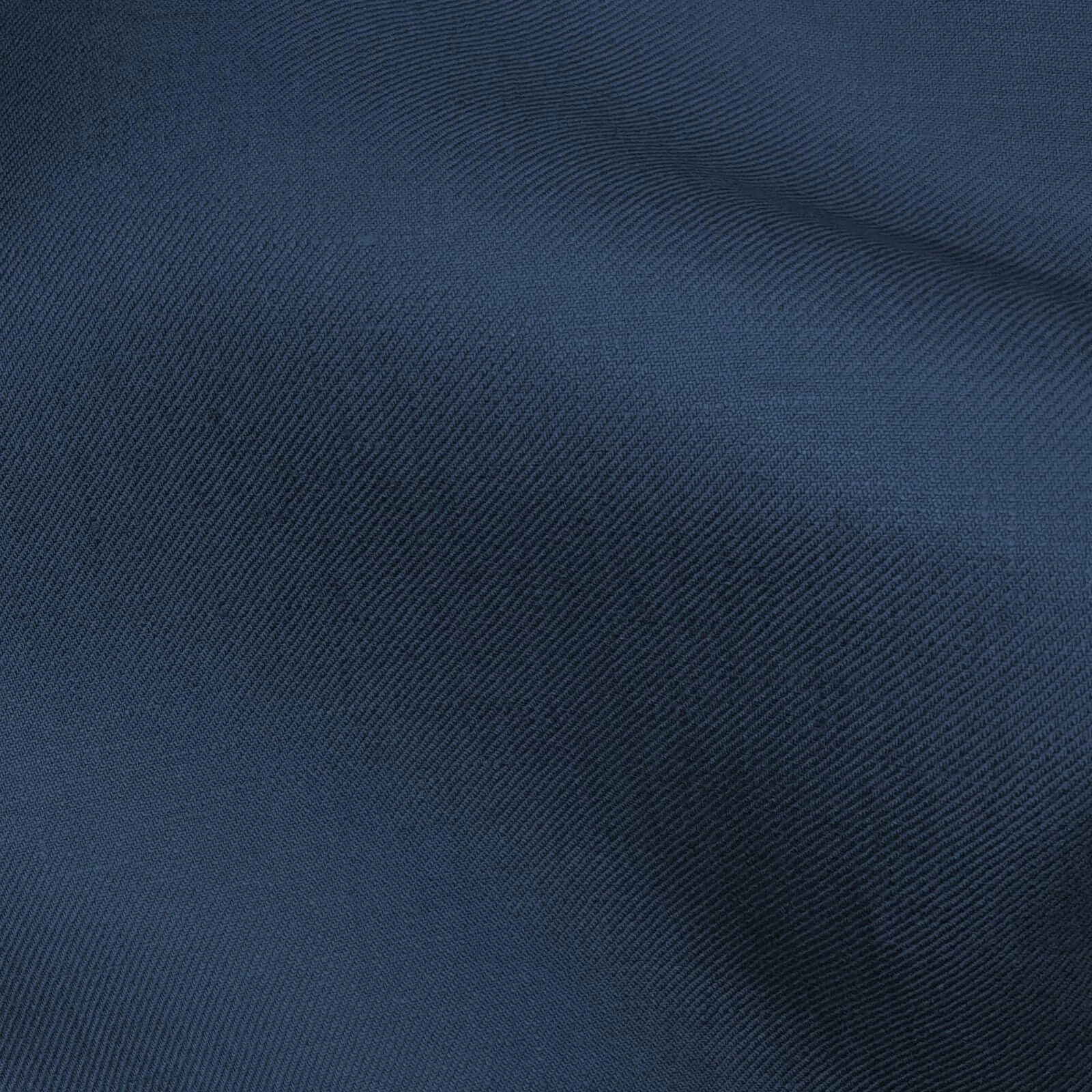 Blueberry twill linen suiting fabric, close-up showing diagonal weave structure with crisp body and soft hand feel, premium breathable linen ideal for tailored suits, summer jackets, and refined business and evening menswear.