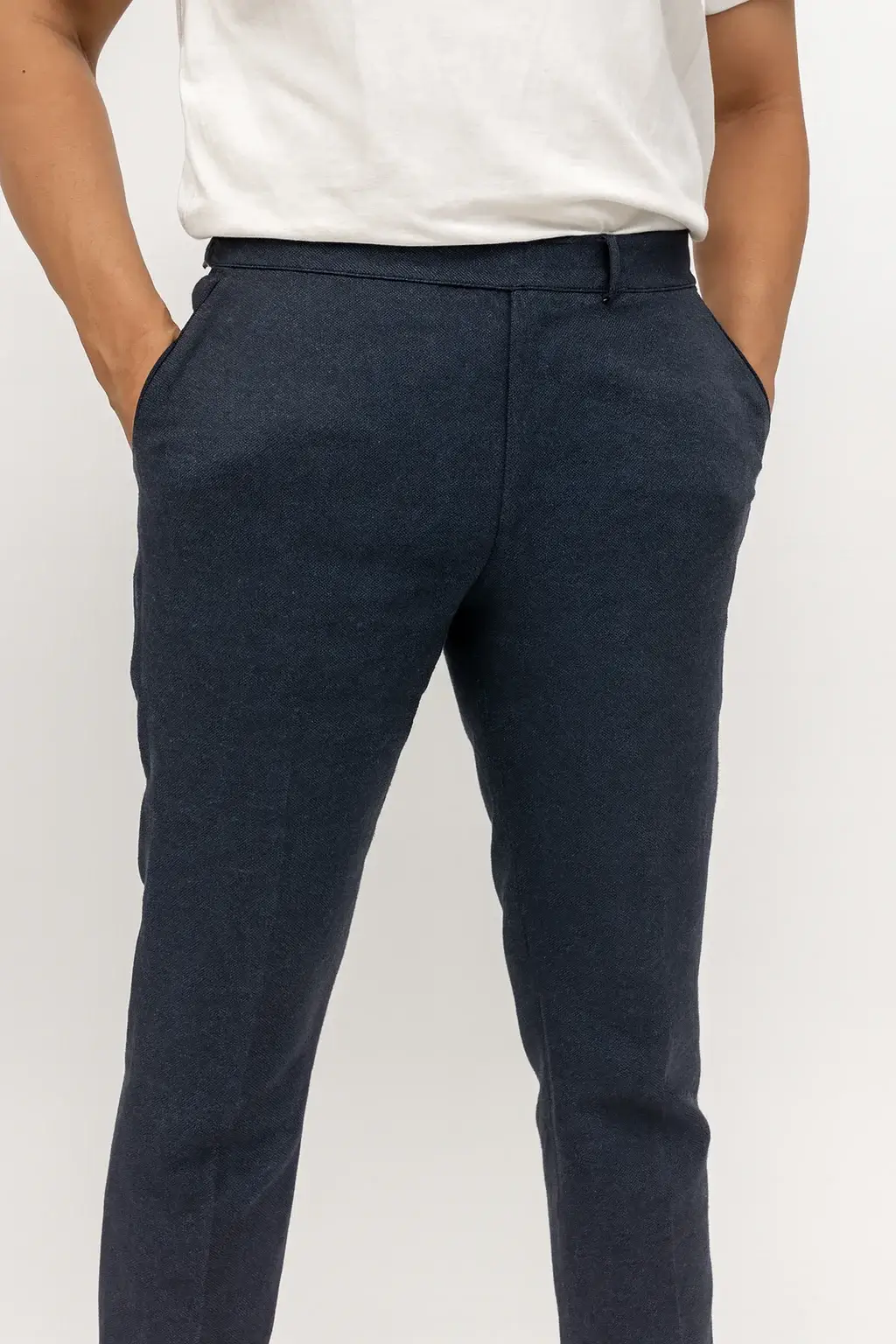 Ton-Sur-Ton bespoke trousers in GOTS-certified organic cotton with a soft-brushed finish and breathable internal half-lining - Front View