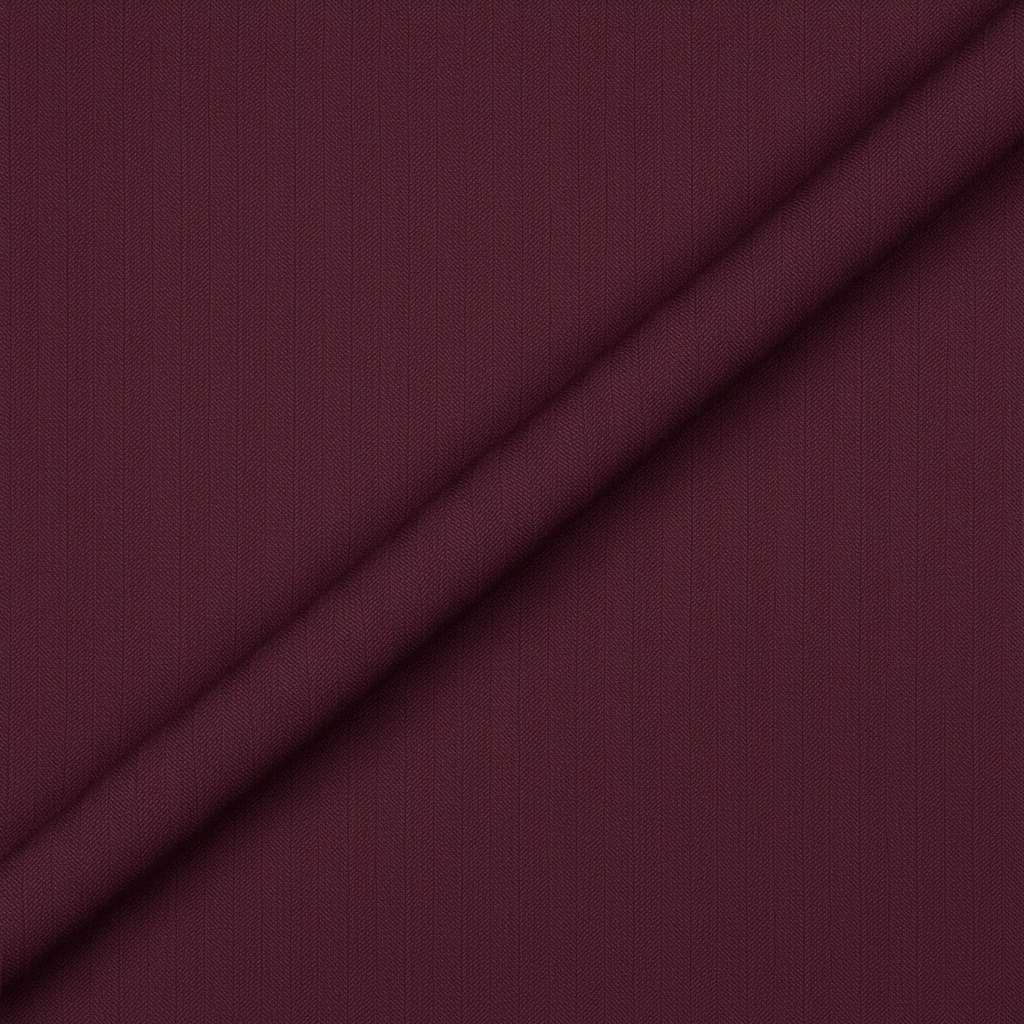 VBC wine herringbone wool silk suiting fabric close-up, 90% wool 10% silk blend with rich burgundy tone and subtle sheen, ideal for luxury suits, evening wear, and bespoke menswear tailoring